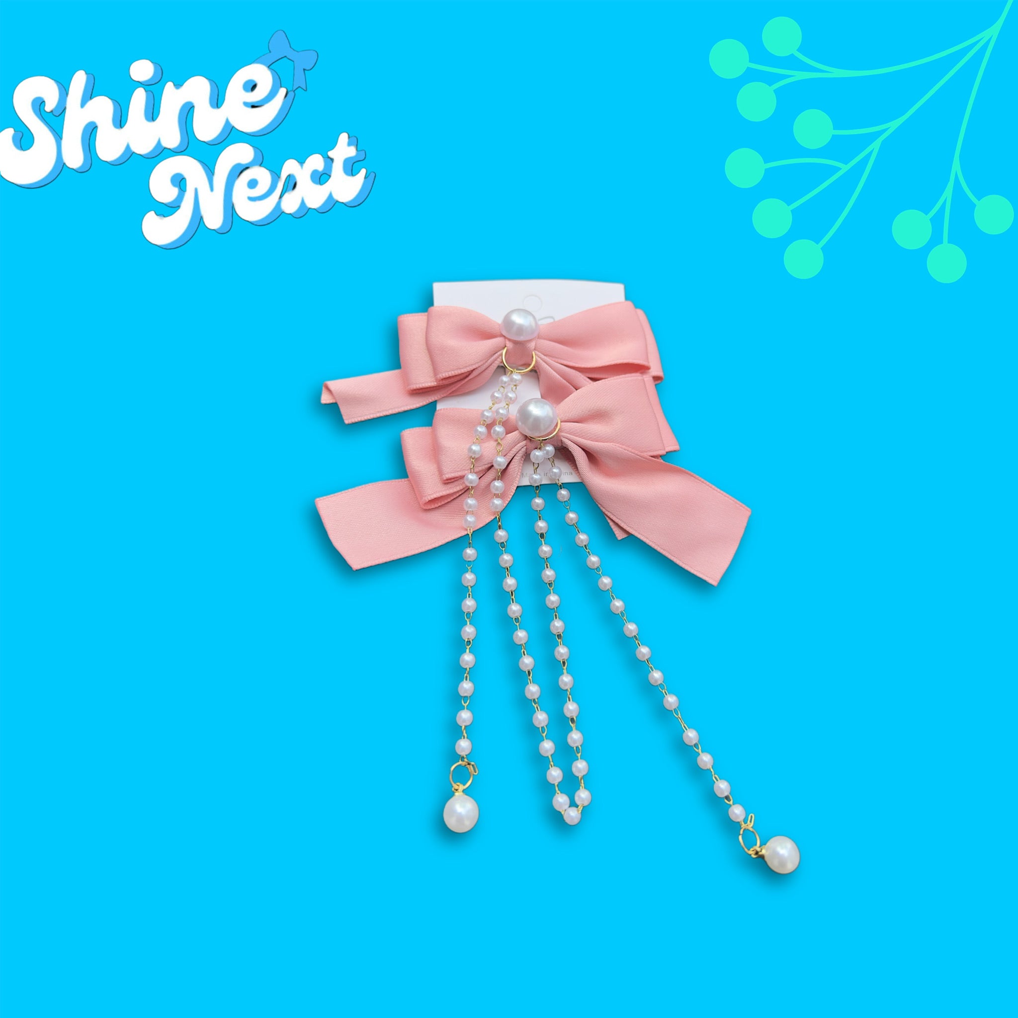 Elegant Pink Bow Hair Bands with Pearls